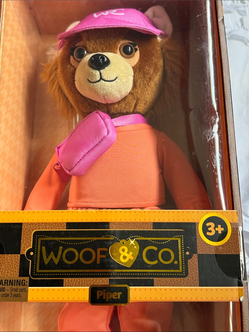 Piper Plush Dog Toy — Pink and Orange